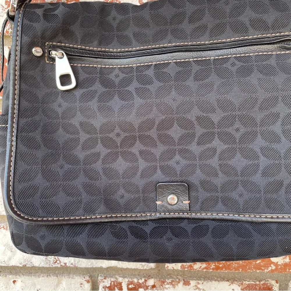 Fossil | Marlow Crossbody Black Canvas Messenger Laptop Bag Purse